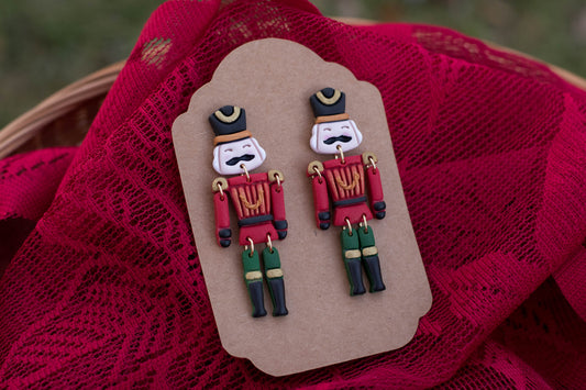 Nutcracker Dangle Earrings - 14k gold plated post, nickel free
