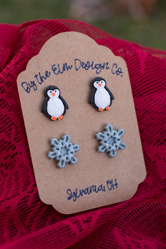 Frosty Stud Pack - 2 pair stud earrings - 14k gold plated posts, nickel free