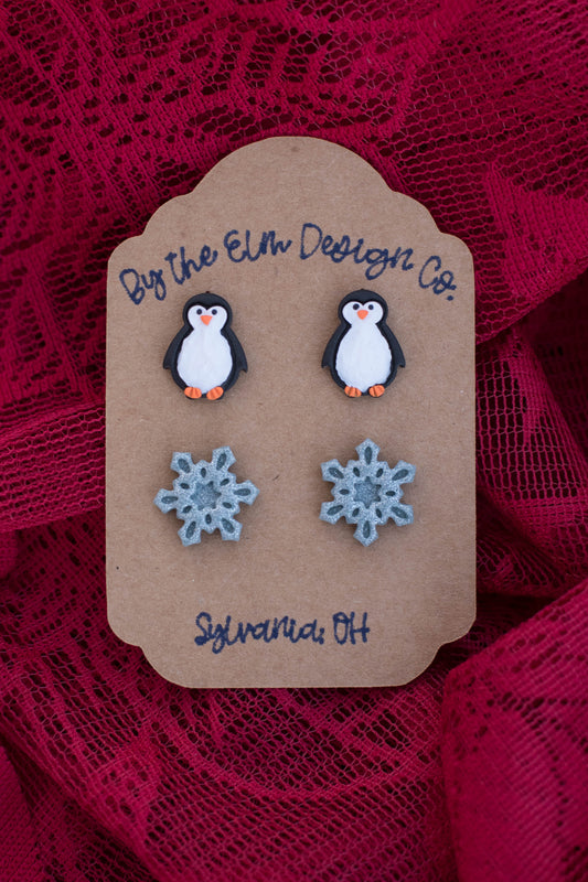 Frosty Stud Pack - 2 pair stud earrings - 14k gold plated posts, nickel free