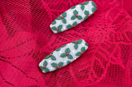 Holly Berry 2" Alligator Hair Clip