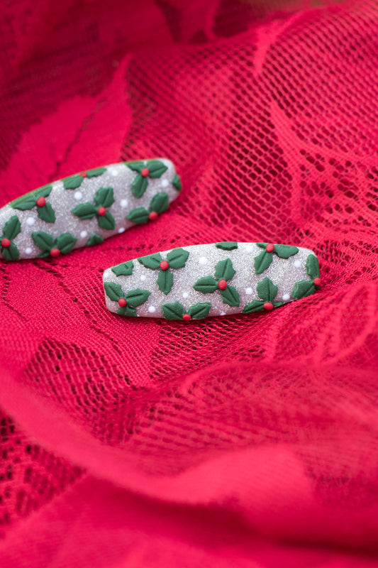 Holly Berry 2" Alligator Hair Clip