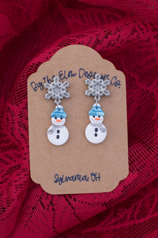 Snowy Day Dangle Earrings - 14k gold plated stud, nickel free