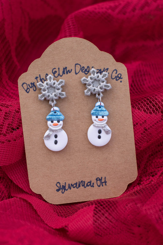 Snowy Day Dangle Earrings - 14k gold plated stud, nickel free